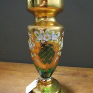 Vintage Bohemian Czech green glass vase – 195