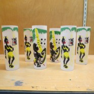 Black Americana set of 6 glasses african art – $65