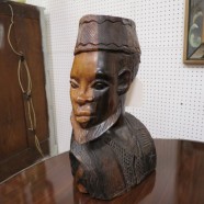 SALE! vintage antique carved bust of African man c. 1960 – $195