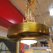 SALE!  Vintage antique Art Deco brass chandelier – $150