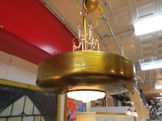 SALE!  Vintage antique Art Deco brass chandelier – $150