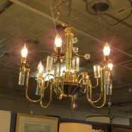 SALE! Vintage mid century modern brass & lucite 6 arm chandelier – $242