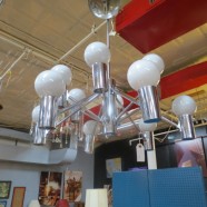 SALE! Vintage mid century modern 12 arm chrome chandelier – $380