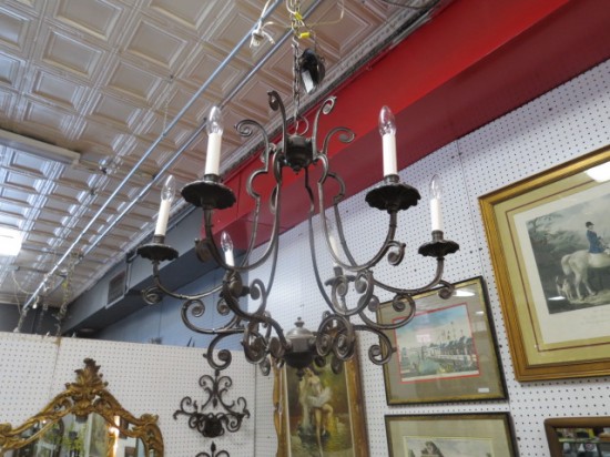 SALE! Vintage wrought iron 6 arm chandelier – $195