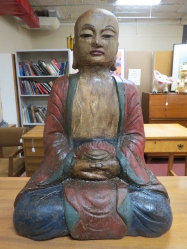 Vintage antique large carved wood Buddha c. 1800s – $695