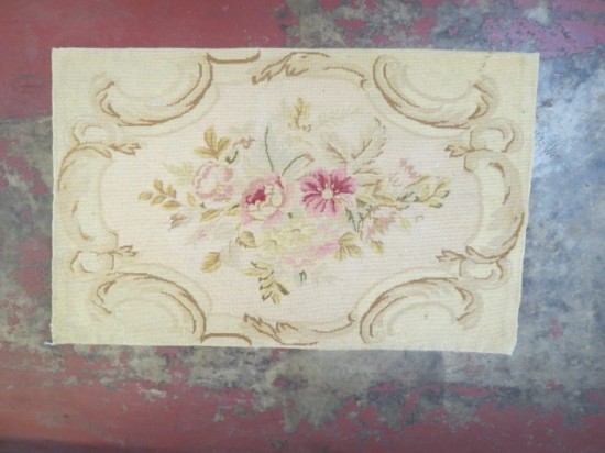 Vintage antique needlepoint French style small rug c. 1920 – $55 Vintage antique needlepoint French style small rug c. 1920 – $55