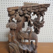 SALE! Vintage antique carved wood 3-D large Chinese crane sculpture c. 1800s – $250