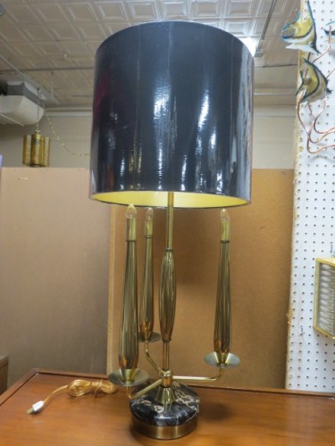 SALE! Vintage mid century modern brass and marble table lamp c. 1960 – $172