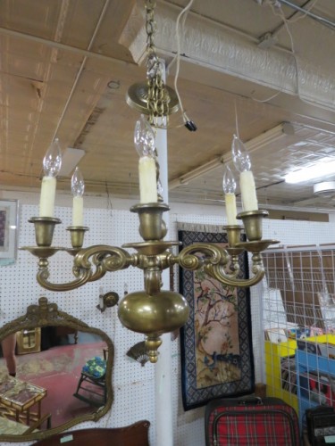 SALE! Vintage antique dark brass 6 arm chandelier c. 1900 – $265 SALE! Vintage antique dark brass 6 arm chandelier c. 1900 – $265