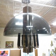 SALE! Vintage mid century modern smoked lucite & chrome 8 arm chandelier c. 1970 – $330