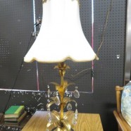 SALE! Vintage antique Italian gilt metal and crystal lamp c. 1930 – $88