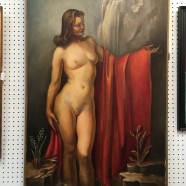 Vintage antique large nude oil painting c. 1940 – $650