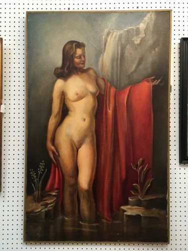 Vintage antique large nude oil painting c. 1940 – $650