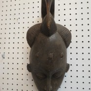 SALE! Vintage antique carved wood African Baule portrait mask – $195