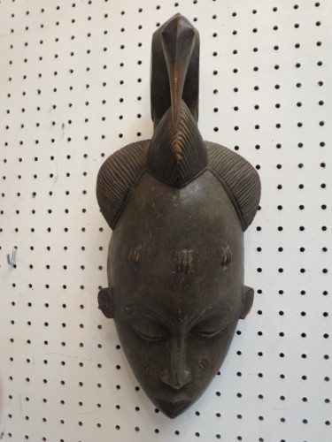 SALE! Vintage antique carved wood African Baule portrait mask – $195 SALE! Vintage antique carved wood African Baule portrait mask – $195
