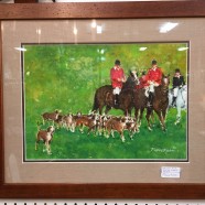 Vintage watercolor hunt scene by Richard Feldon – $250