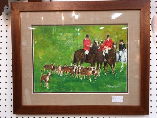 Vintage watercolor hunt scene by Richard Feldon – $250 Vintage watercolor hunt scene by Richard Feldon – $250