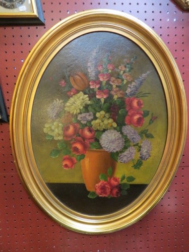 SALE!  Vintage antique oval frame oil painting – $102