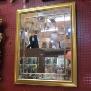 SALE! Vintage mid-century modern gold and brass mirror – $50