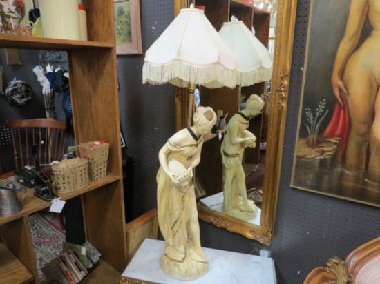 SALE! Vintage antique tall figural lamp with shade – $95 SALE! Vintage antique tall figural lamp with shade – $95