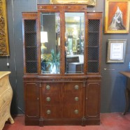 SALE! Vintage antique mirror front mahogany breakfront cabinet – $450