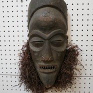 SALE! Vintage antique carved wood African Chokwe mask – $295