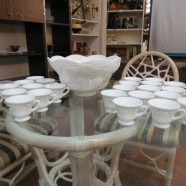 SALE! Vintage antique milk glass grapes pattern 25pc. punchbowl set – $120