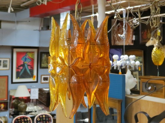 Vintage mid-century modern orange Lucite swag lamp – $245 Vintage mid-century modern orange Lucite swag lamp – $245