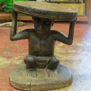 Vintage antique carved African figural Chieftain stool – $495