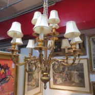 Vintage Fine Arts large gilt wood 12 arm chandelier – $495