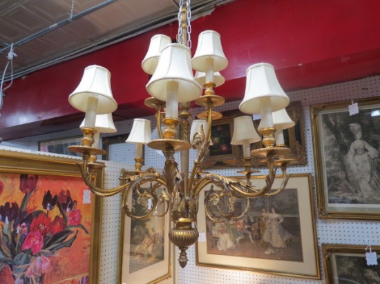 Vintage Fine Arts large gilt wood 12 arm chandelier – $495