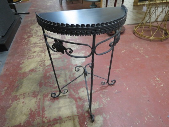 Vintage antique wrought iron demi-lune small console table – $135 Vintage antique wrought iron demi-lune small console table – $135