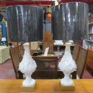 SALE!  Vintage mid-century modern pair of Italian porcelain lamps – $326 PAIR