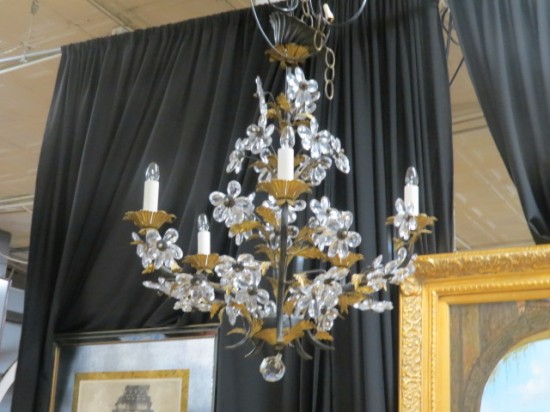 Vintage antique Italian 5 arm crystal flower chandelier – $595 Vintage antique Italian 5 arm crystal flower chandelier – $595