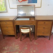 Vintage mid century modern walnut 4 piece modular vanity set by Drexel – $1495 for the set