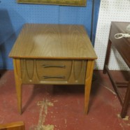 SALE! Vintage Mid-Century Modern Walnut Side Table with Drawer – $100