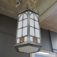 Vintage Antique Textured Glass, Metal Gothic Style Chandelier – $295