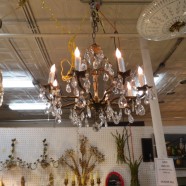 Vintage Antique Crystal and Brass 8 Arm Chandelier – $445