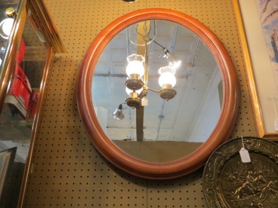 Vintage Antique Maple Oval Mirror – $100