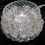SALE! Vintage Mid-Century Modern Glass Punch Bowl Set – $120