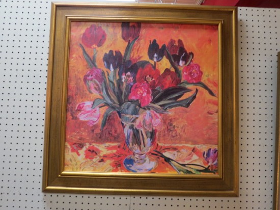 Vintage Mid-Century Modern Large Floral Oil Painting – $350
