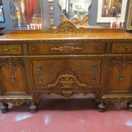 Vintage Antique Carved Walnut Tudor Revival Credenza/Buffet – $595