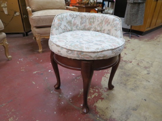Vintage Antique French Style Walnut Vanity Chair – $125