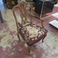 Vintage Antique French Style Carved Walnut Chair with Needlepoint Seat – $250