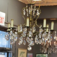 Vintage Antique Brass and Crystal 8 Light Chandelier – $475