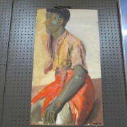 Vintage Mid Century Modern Oil Painting On Board of an African Man – $125