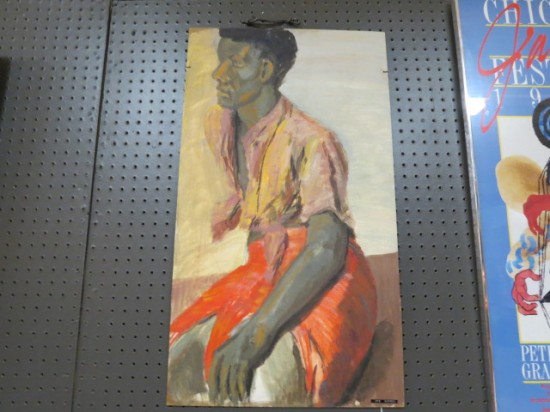 Vintage Mid Century Modern Oil Painting On Board of an African Man – $125