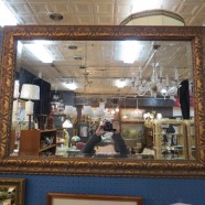 Vintage Antique Gold Frame Beveled Mirror – $125
