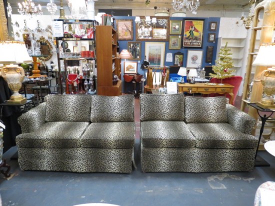 Vintage Mid Century Modern Glam Leopard Print Sectional Sofa Set – $1195
