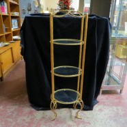 Vintage Antique French Style 3 Tier Glass and Gilt Metal Shelf Unit – $195